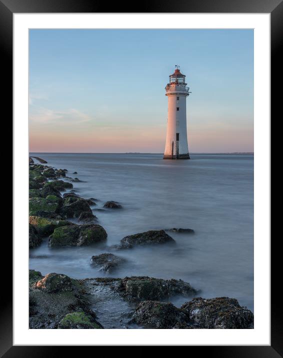 Sunset at Perch Rock Lighthouse at New Brighton Framed Mounted Print by Tony Keogh