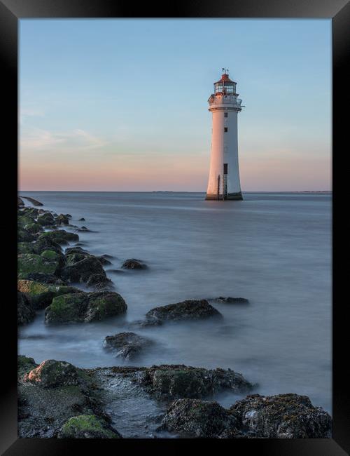 Sunset at Perch Rock Lighthouse at New Brighton Framed Print by Tony Keogh