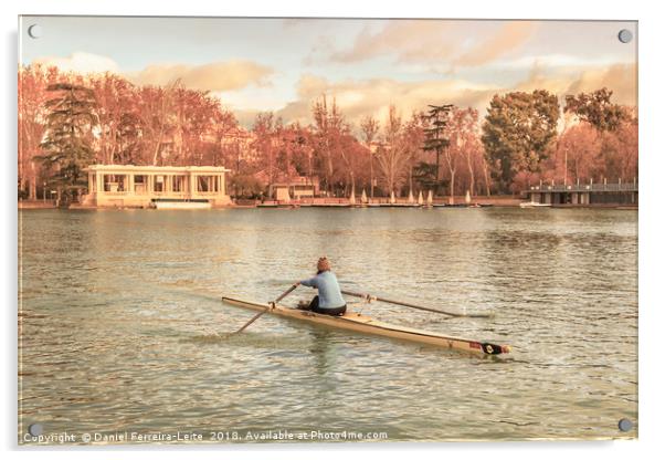 Woman Rowing at Del Retiro Park, Madrid, Spain Acrylic by Daniel Ferreira-Leite