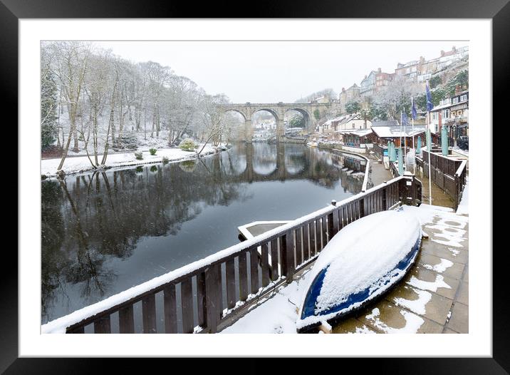 Knaresborough Viaduct in snow Framed Mounted Print by mike morley