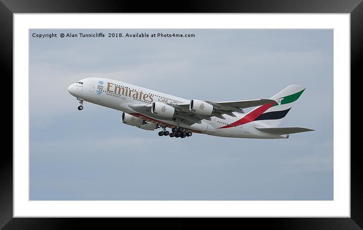 Emirates Airbus Framed Mounted Print by Alan Tunnicliffe