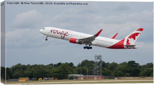 Air Canada Rouge Canvas Print by Alan Tunnicliffe