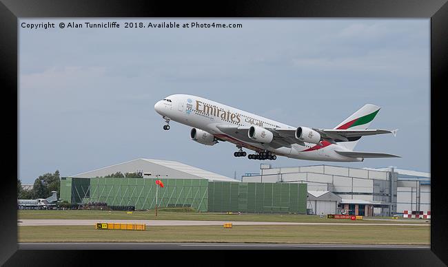 Emirates Airbus Framed Print by Alan Tunnicliffe