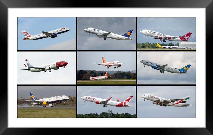 Majestic Commercial Airliners in Flight Framed Mounted Print by Alan Tunnicliffe