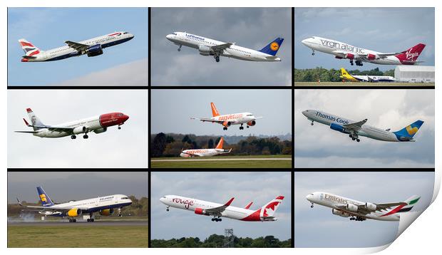 Majestic Commercial Airliners in Flight Print by Alan Tunnicliffe