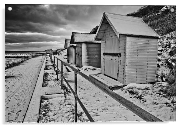 Snow (I mean Beach) Huts at Overstrand Acrylic by Paul Macro