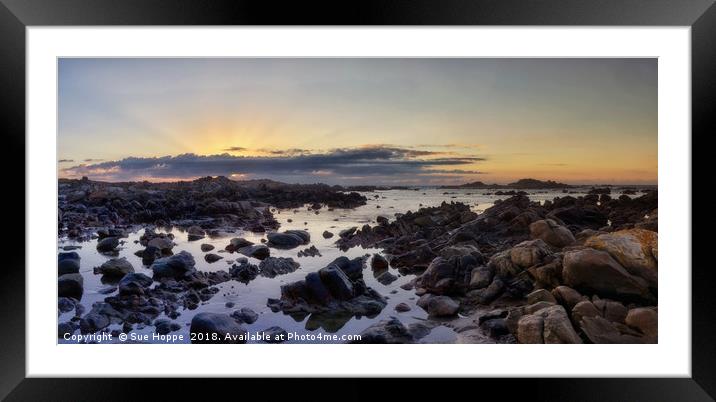 Sunrise over Rocky Shoreline Framed Mounted Print by Sue Hoppe