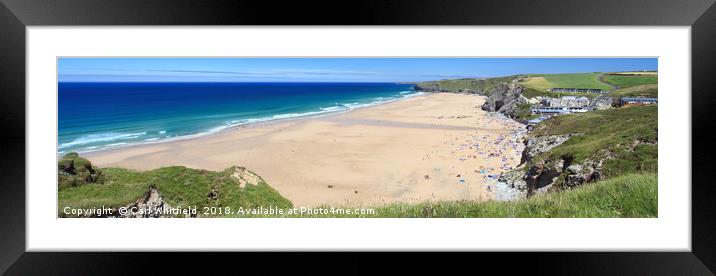 Watergate Bay in Cornwall, Panoramic. Framed Mounted Print by Carl Whitfield