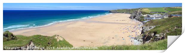 Watergate Bay in Cornwall, Panoramic. Print by Carl Whitfield