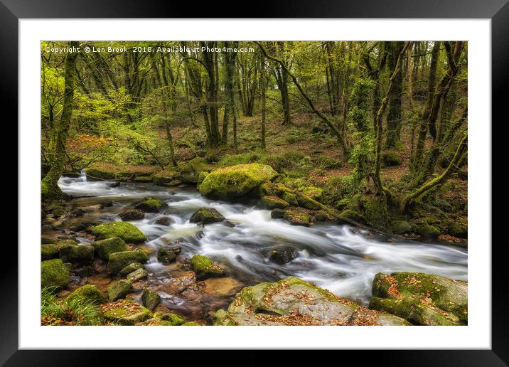 The Golitha Falls, Cornwall Framed Mounted Print by Len Brook