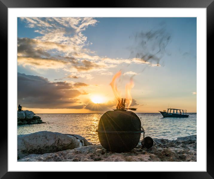   Sunset at Coral estate Curacao views  Framed Mounted Print by Gail Johnson