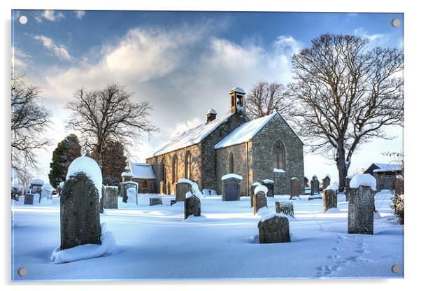 Ednam Kirk in the Snow Acrylic by Gavin Liddle