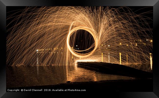 Wire Wool Spinning    Framed Print by David Chennell