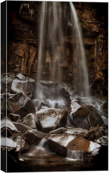 Winter at Melincourt waterfall Canvas Print by Leighton Collins