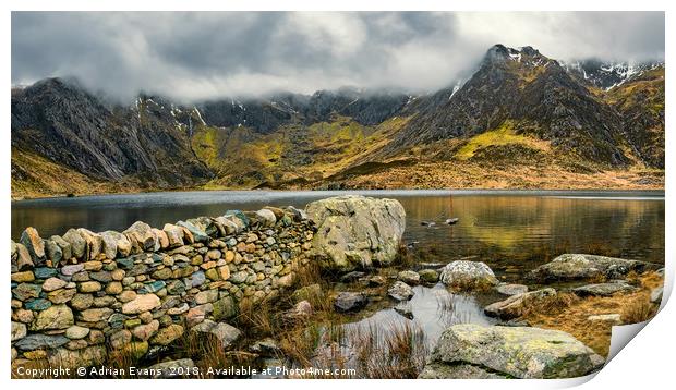 Idwal Lake Snowdonia Print by Adrian Evans