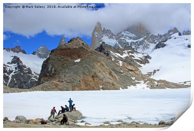 Frozen Lake at the footsteps  Fitz Roy Towers Print by Mark Seleny