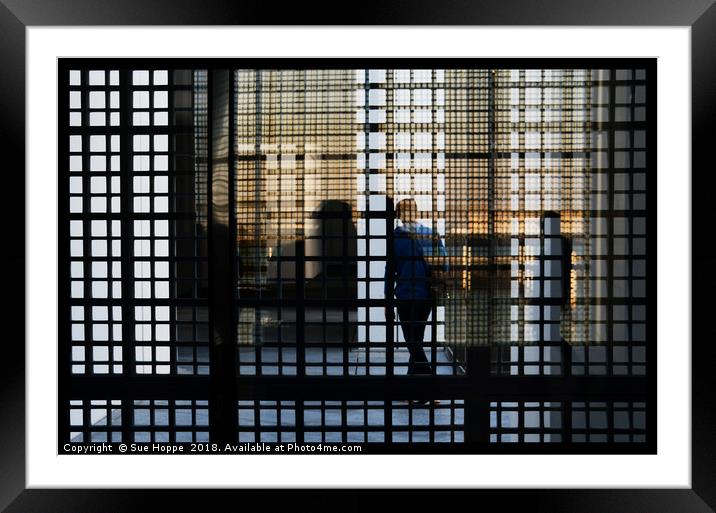 Reflections, Grids and light Framed Mounted Print by Sue Hoppe