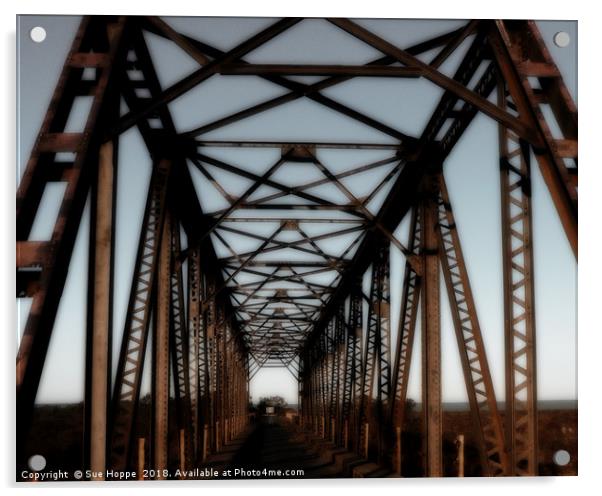 Rusty old bridge with nostalgic treatment Acrylic by Sue Hoppe