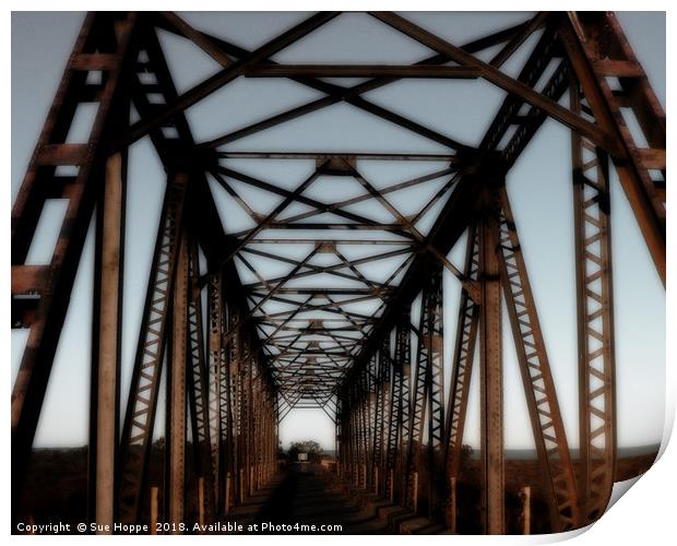 Rusty old bridge with nostalgic treatment Print by Sue Hoppe