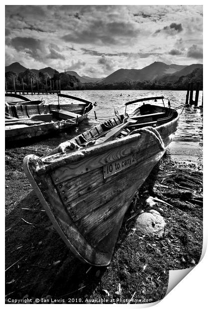Derwentwater Rowing Boat Print by Ian Lewis