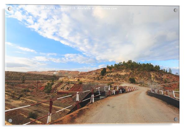 Dirt road to the mines Acrylic by Juan Ramón Ramos Rivero