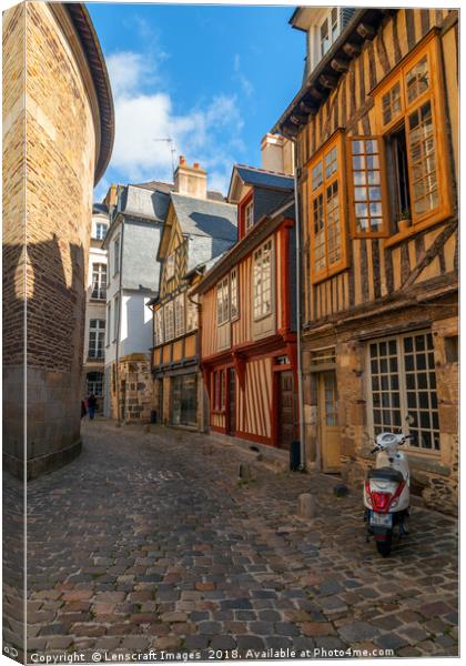 Quiet street in Rennes old town Canvas Print by Lenscraft Images