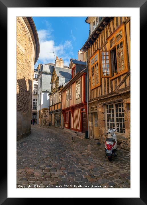 Quiet street in Rennes old town Framed Mounted Print by Lenscraft Images