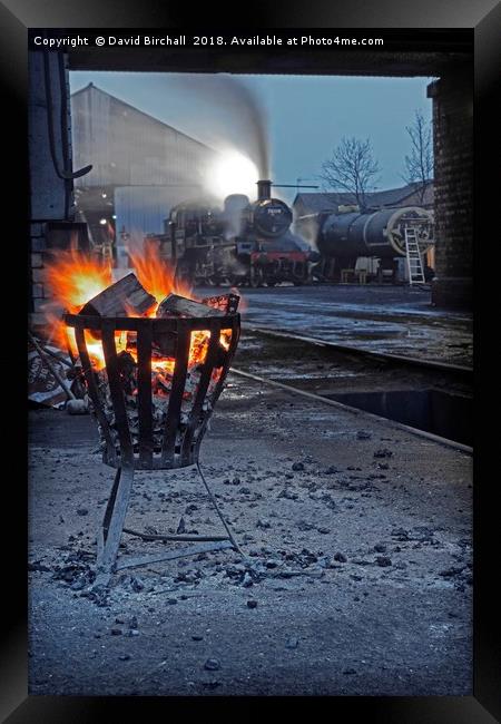 The steam shed yard at night. Framed Print by David Birchall
