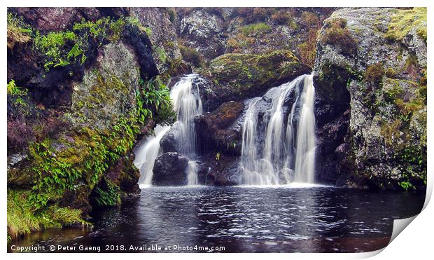 Black Linn waterfall near Greenock in Inverclyde.  Print by Peter Gaeng