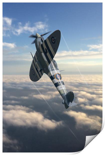Spitfire AB910 Climb Print by J Biggadike