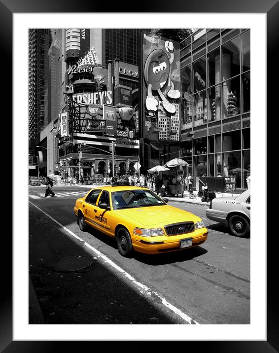Yellow Cab Manhattan Framed Mounted Print by peter tachauer