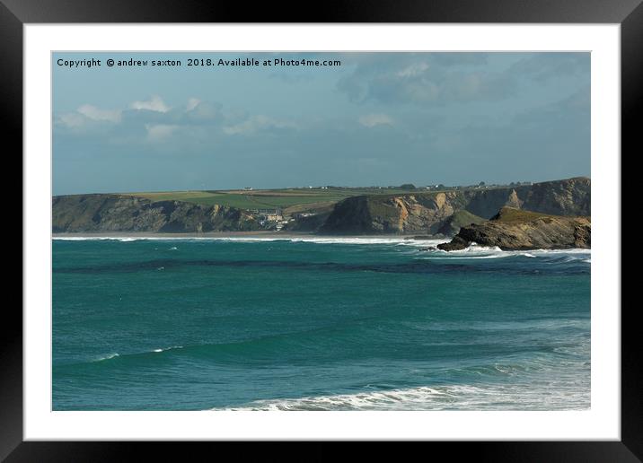THE NEWQUAY COAST Framed Mounted Print by andrew saxton