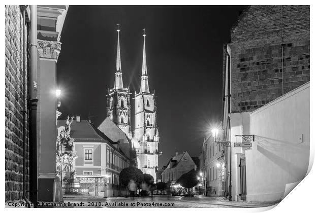 Wroclaw cityscape black and white Print by KB Photo