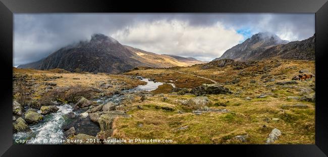 Pen Yr Ole Wen and Tryfan Mountain Framed Print by Adrian Evans