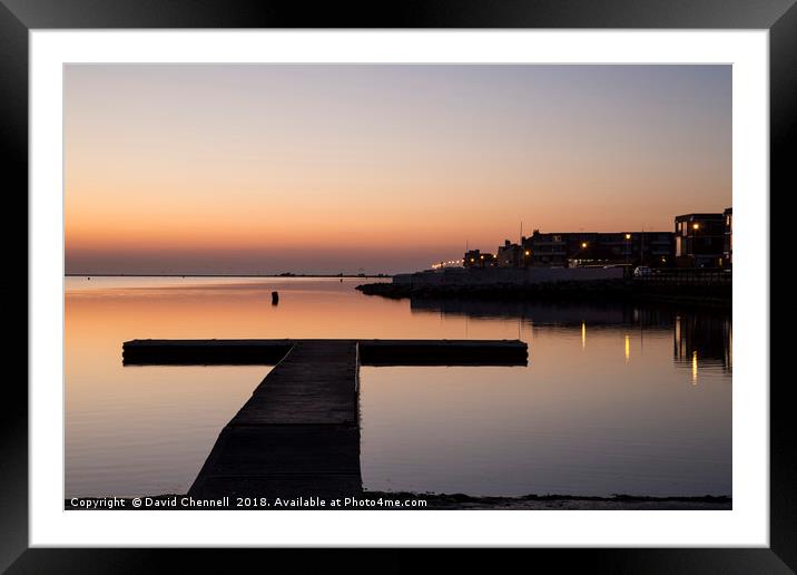 West Kirby Sunset Reflection     Framed Mounted Print by David Chennell