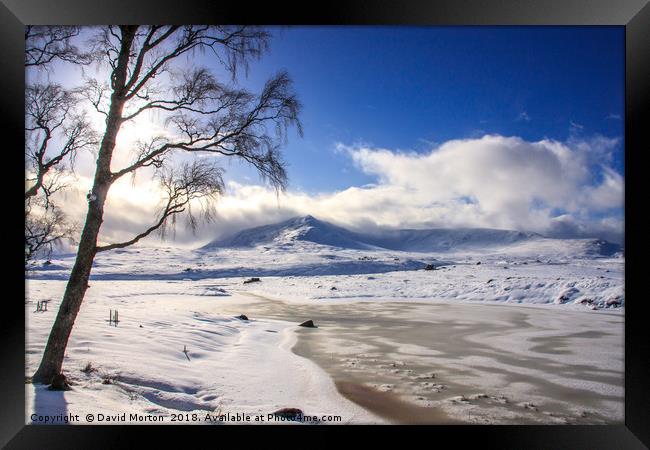 Loch Ossian in Winter Framed Print by David Morton