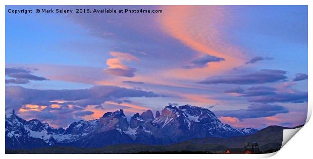 Sunrise in Torres del Paine Mountains Print by Mark Seleny