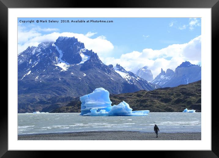 Icebergs at the Lake Grey in Torres del Paine Moun Framed Mounted Print by Mark Seleny