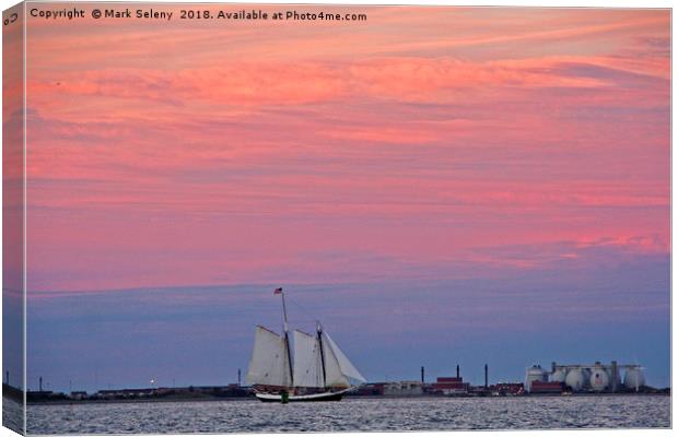 Sunset over the Boston Harbor Canvas Print by Mark Seleny