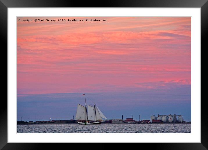 Sunset over the Boston Harbor Framed Mounted Print by Mark Seleny