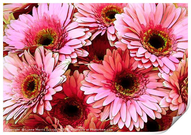 Painted Gerberas Print by Lynne Morris (Lswpp)