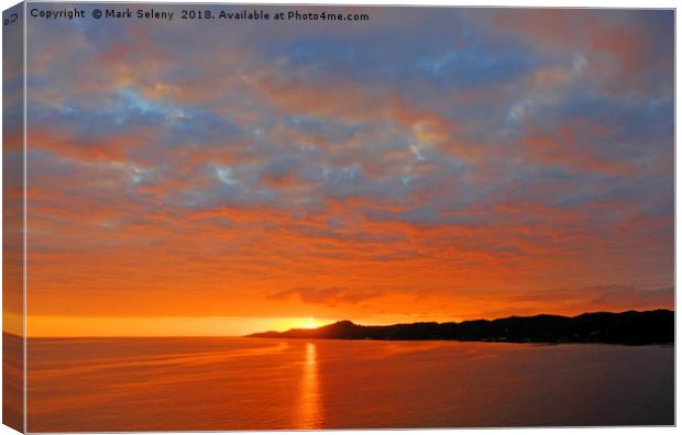 Sunset over the Galapagos Islands Canvas Print by Mark Seleny