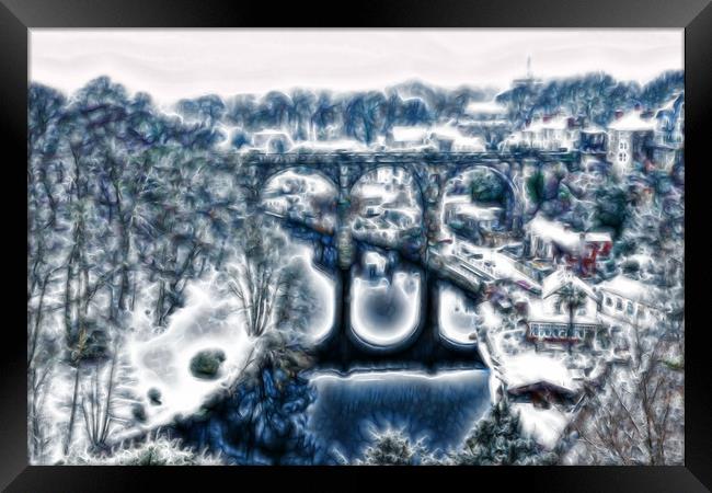 Knaresborough Viaduct abstract Framed Print by mike morley