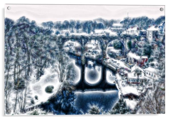 Knaresborough Viaduct abstract Acrylic by mike morley