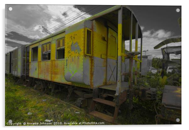 Abandoned Trains #1 Acrylic by Annette Johnson