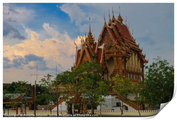 The Wat at Wat Ban Rai Print by Annette Johnson