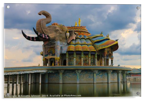 Hor Thep Wittayakom- The Elephant Temple Acrylic by Annette Johnson