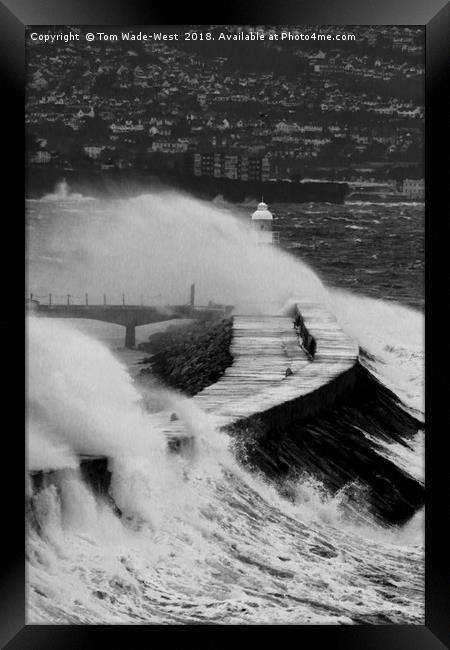 Waves crashing over Brixham Breakwater Framed Print by Tom Wade-West