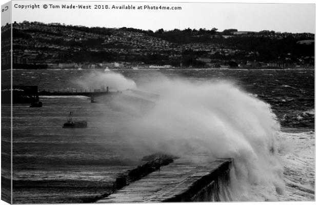 Waves crashing over Brixham Breakwater Canvas Print by Tom Wade-West