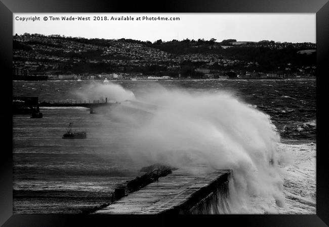 Waves crashing over Brixham Breakwater Framed Print by Tom Wade-West